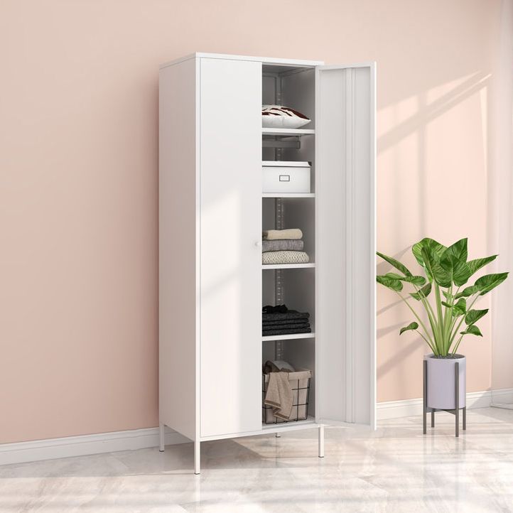 Contemporary Wardrobe Cabinet with Adjustable Shelves Steel Wardrobe Armoire Clearhalo 'Armoires & Wardrobes' 'armoires_wardrobes' 'Bedroom Furniture' 'furn' 'furn_armoires_wardrobes' 'Furniture' 1200x1200_999b7a90-e98f-4a8a-b708-e019b016e59e