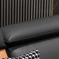 Scandinavian Pillowed Back Cushions Stain-Resistant Faux Leather Sofa