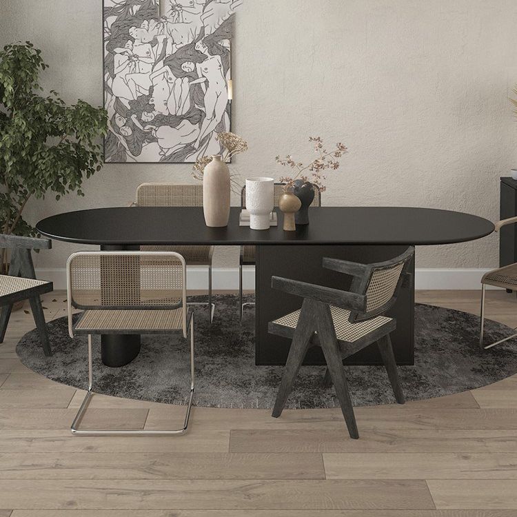 Minimalism Wood Oval Dining Table Wood Base Dining Table with Cabinet Clearhalo 'Dining Tables & Seating' 'Dining Tables' 'dining_table' 'furn' 'furn_dining_table' 'Furniture' 'furniture_dining_table' 'Kitchen & Dining Furniture' 'kitchen' 'kitchen_dining_table' 1200x1200_999d75a9-08e0-474d-8ebb-03251f779644