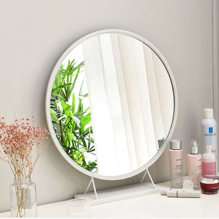 Modern Style Pine White Rectangular 4 Legs Dressing Table with 2 Drawers