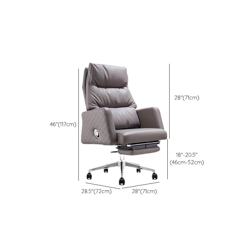 Gray Leather Managers Chair Contemporary Padded Arms Swivel Office Chair Clearhalo 'furn' 'furn_office_chair' 'Furniture' 'Office Chairs' 'Office Furniture' 'office_chair' 1200x1200_999db9ee-d73c-494d-856e-155f3c17d848