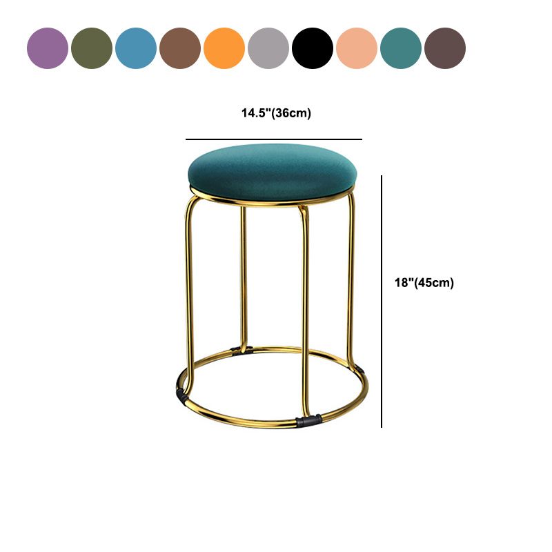 Modern Ottoman Velvet Upholstered Solid Color Metal Frame Round Ottoman Clearhalo 'furn' 'furn_ottomans_poufs' 'Furniture' 'Living Room Furniture' 'Ottomans & Poufs' 'ottomans_poufs' 1200x1200_999e8c90-840b-474a-9db8-d52fe607d3d3