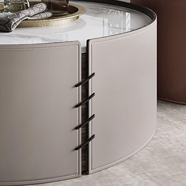 Contemporary Round Coffee Table Leather and Stone Coffee or End Table Drum Clearhalo 'Coffee & Accent Tables' 'Coffee Tables' 'coffee_tables' 'furn' 'furn_coffee_tables' 'Furniture' 'Living Room Furniture' 1200x1200_99a123ba-13d4-4e28-9e1e-0cc1c6373073