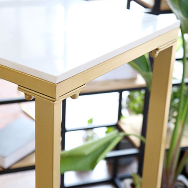 Glam Rectangle Faux Marble Bar Dining Table Gold Indoor Bistro Table with Trestle Pedestal Clearhalo 'Bar Furniture' 'Bar Tables' 'bar_tables' 'furn' 'furn_bar_tables' 'Furniture' 'furniture_bar_tables' 'Kitchen & Dining Furniture' 'kitchen&dining_furn' 'kitchen' 1200x1200_99a1386f-c7d3-48b7-a0db-3f1c5cbfc167