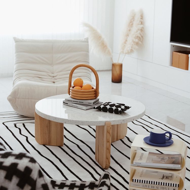 Solid Wood 3 Legs Coffee Table Modern 1 Single Terrazzo Cocktail Table Clearhalo 'Coffee & Accent Tables' 'Coffee Tables' 'coffee_tables' 'furn' 'furn_coffee_tables' 'Furniture' 'Living Room Furniture' 1200x1200_99a15df9-79b7-4c54-8e6b-15e4aa45e622
