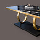 Traditional Luxury Dining Table Rectangle Sintered Stone Table with Gold Frame Clearhalo ' dining_table' 'Dining Tables & Seating' 'Dining Tables' 'furn' 'furn_dining_table' 'Furniture' 'furniture_dining_table' 'Kitchen & Dining Furniture' 'kitchen&dining_furn' 'kitchen' 'kitchen_dining_table' 1200x1200_99a1609c-e57e-439d-8f98-e72244c24c71
