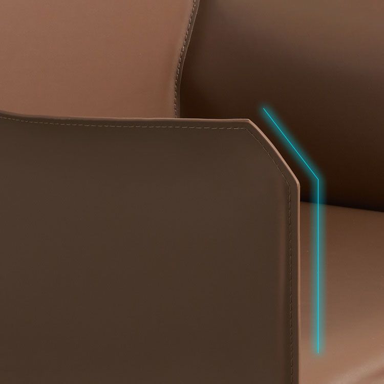 Silla lateral sólida contemporánea con brazos Silla de comedor de cuero sintético