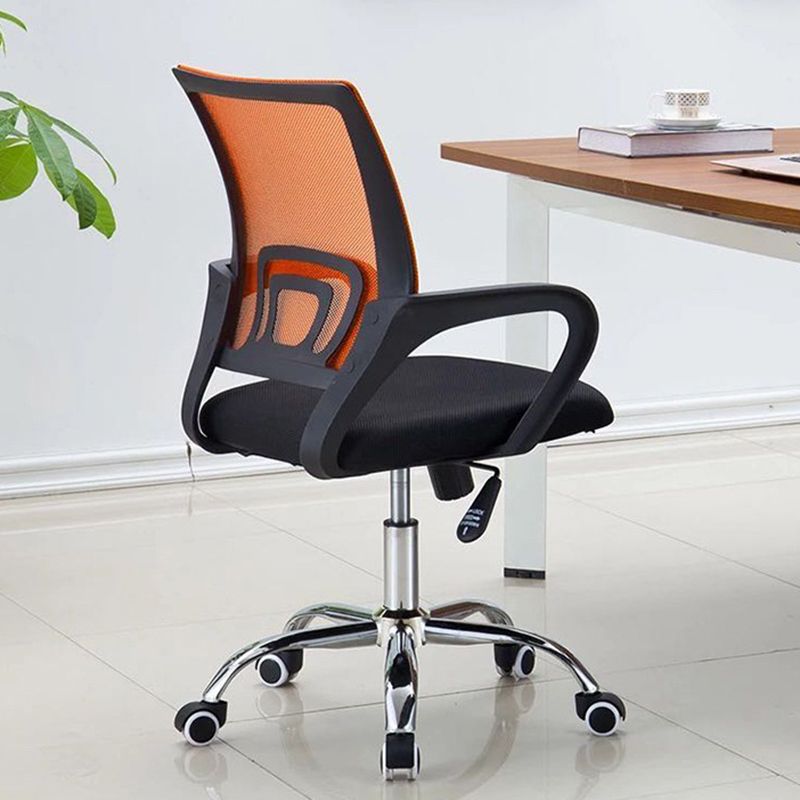 Mid-back Office Chair with Sponge Cushion Fixed Arm Metal Leg Desk Chair Clearhalo 'furn' 'furn_office_chair' 'Furniture' 'Office Chairs' 'Office Furniture' 'office_chair' 1200x1200_99a24a35-63c9-48cd-b419-c78a64123268