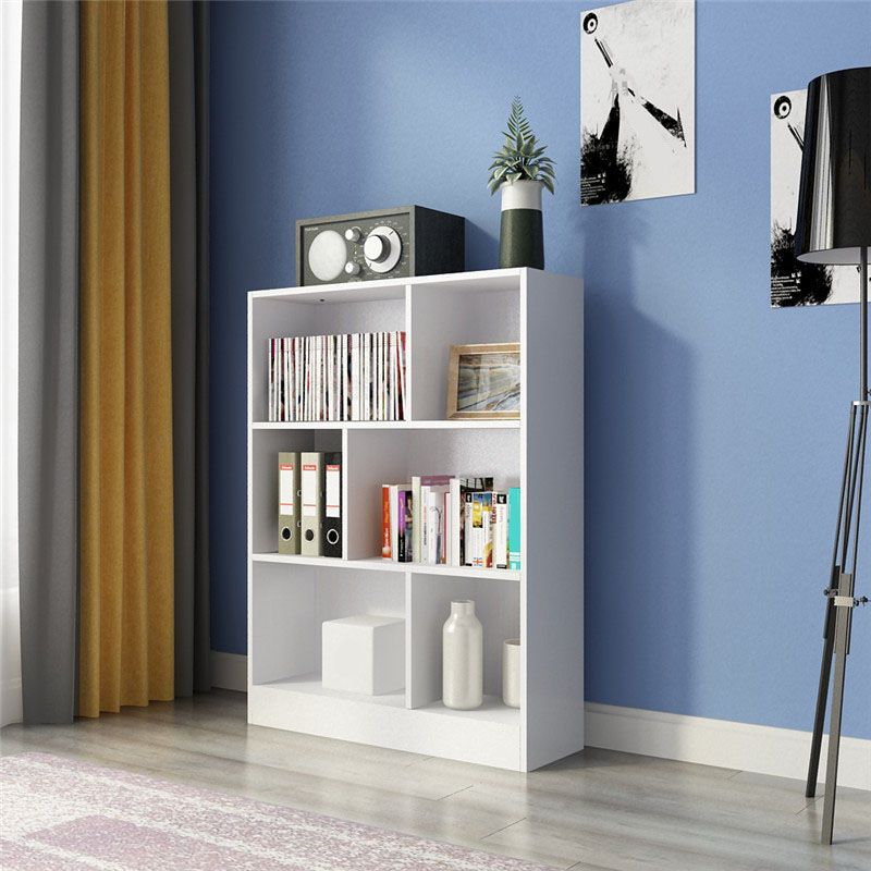 Closed Back Wooden Bookcase Matter Finish Modern Standard Bookshelf