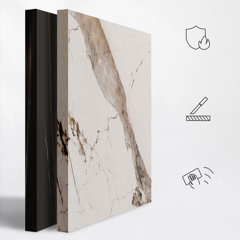 Moderne rechthoekige stenen tafel standaardhoogte dubbele voetstuk eettafel