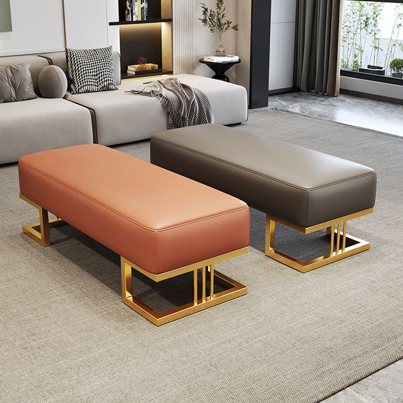 Glam Rectangle Bench with Legs Faux Leather Foam Bench for Home Office Clearhalo 'Benches' 'Chairs & Seating' 'furn' 'furn_benches' 'Furniture' 'Living Room Furniture' 1200x1200_99a56576-120d-4be2-8209-766333dbebe7