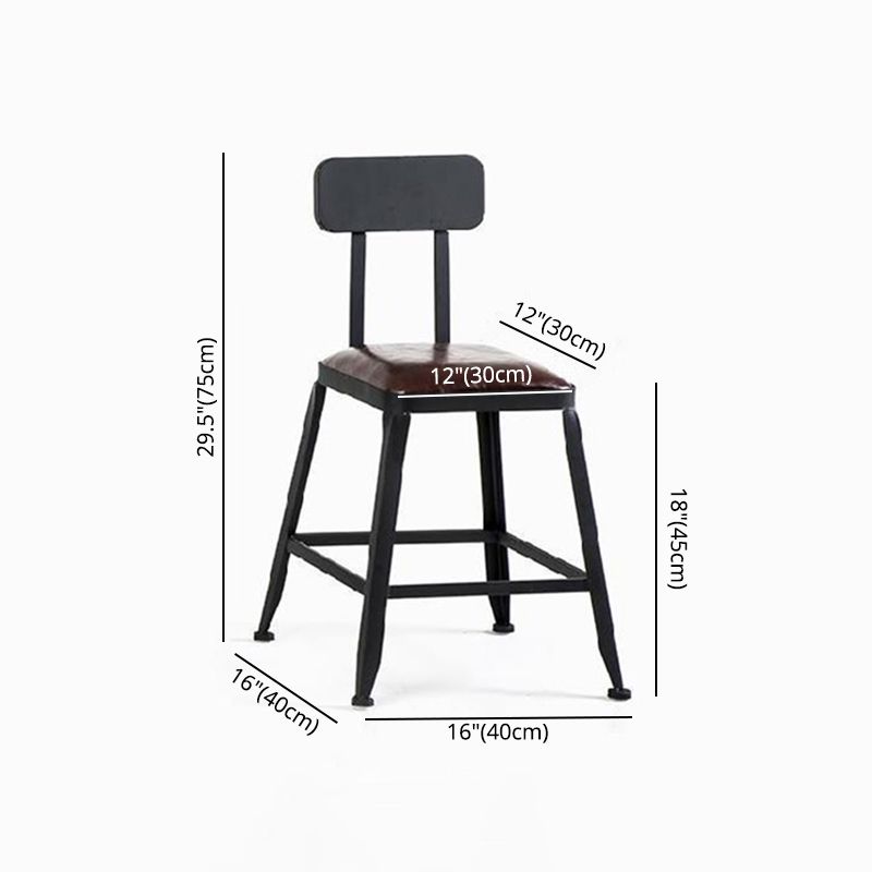 Industrial Brown Leather Bar Stools Square Stool with Metal Base Clearhalo 'Bar Furniture' 'Bar Stools' 'bar_stools' 'furniture_bar_stools' 'Kitchen & Dining Furniture' 'kitchen&dining_furn' 'kitchen' 'kitchen_furn' Furniture' 1200x1200_99a6187a-a418-4364-9f1e-f9c52c855559
