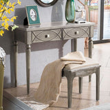 Eiken ijdelheid set met ontlasting grijze ijdelheid met lade en spiegel