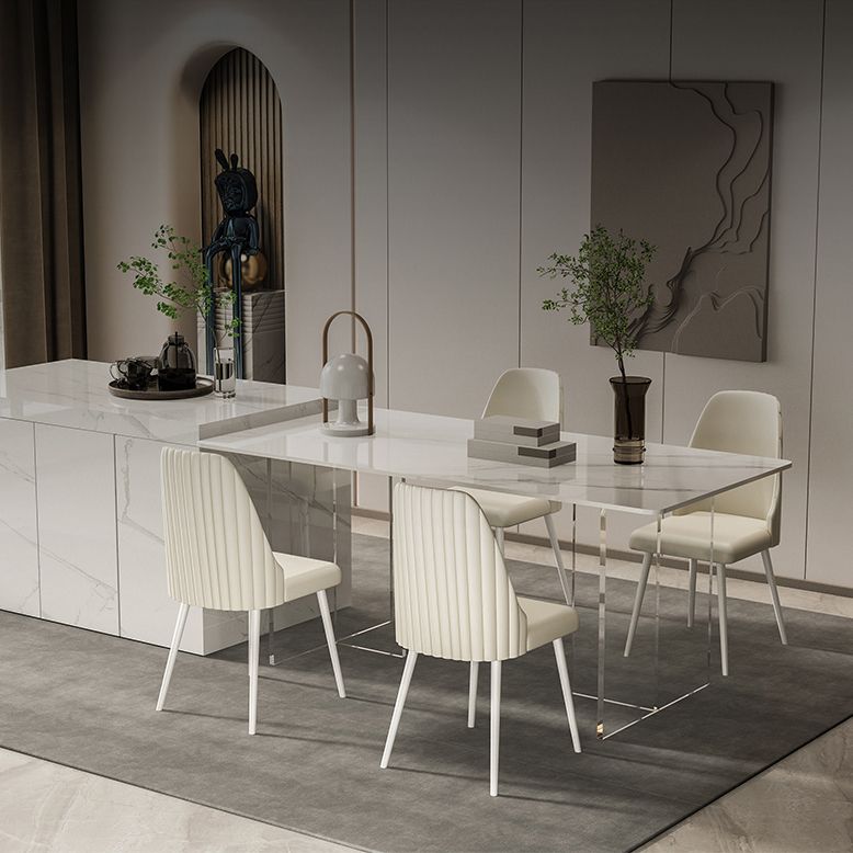 Modern 1/2/5/7 Pieces Rectangle Dining Set Sintered Stone Top Table with Leather Chairs Clearhalo 'Dining Room Sets' 'Dining Tables & Seating' 'dining_room_set' 'furn' 'furn_dining_room_set' 'Furniture' 'furniture_dining_room_set' 'Kitchen & Dining Furniture' 'kitchen&dining_furn' 'kitchen' 1200x1200_99a6b731-ce5c-47a6-815f-32bbc2d661a2