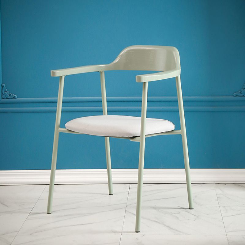 Industrial Indoor-Outdoor Chair Open Back Upholstered Dining Arm Chair