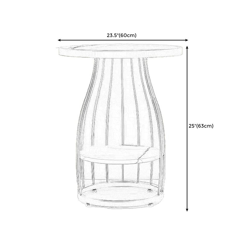 Modern Round Stone Side Table 24.8" H Frame Side Table with Shelf Clearhalo 'Coffee & Accent Tables' 'End & Side Tables' 'end_side_tables' 'furn' 'furn_end_side_tables' 'Furniture' 'Living Room Furniture' 1200x1200_99a7d812-8bd3-4b20-9555-a82b4b048793