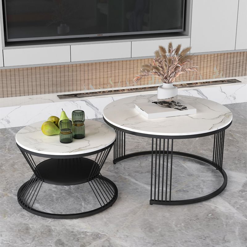 Slate Coffee Table Round Nesting Coffee Table Set for Living Room Clearhalo 'Coffee & Accent Tables' 'Coffee Tables' 'coffee_tables' 'furn' 'furn_coffee_tables' 'Furniture' 'Living Room Furniture' 1200x1200_99a7fc4c-e0a0-4f78-a6f9-1ac5a5113c1b