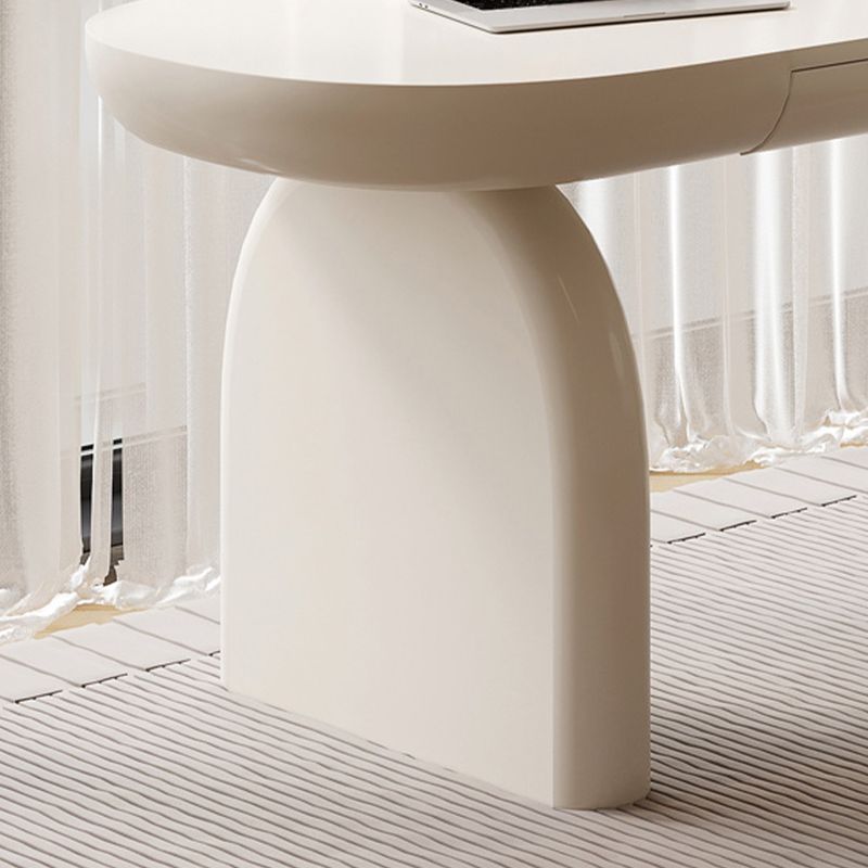 Bureau d'écriture en bois d'ingénierie de style industriel Bureau de bureau incurvé avec 2 tiroirs