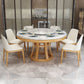 Stone and Solid Wood Dining Table with Pedestal Base Modern Dining Site Table Clearhalo ' dining_table' 'Dining Tables & Seating' 'Dining Tables' 'furn' 'furn_dining_table' 'Furniture' 'furniture_dining_table' 'Kitchen & Dining Furniture' 'kitchen&dining_furn' 'kitchen' 'kitchen_dining_table' 1200x1200_99a8caf0-9377-4c10-91fc-8dad918344e8