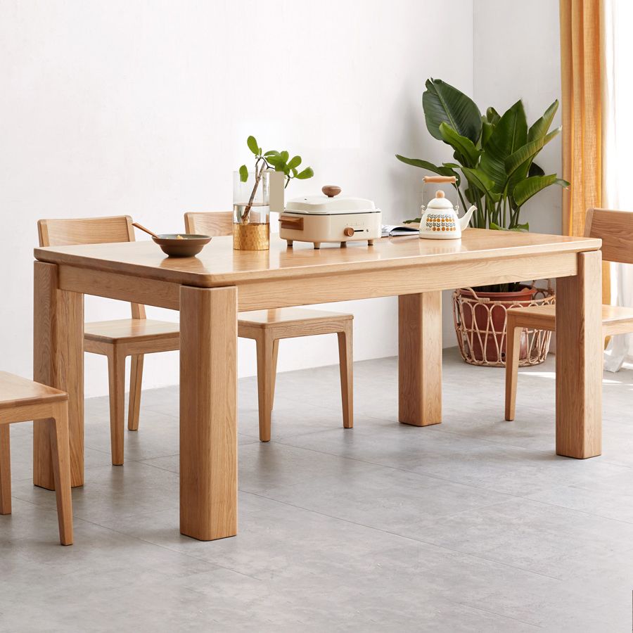 Rectangle 4 Legs Dining Table Solid Wood Dining Table in Natural and Walnut Clearhalo 'Dining Tables & Seating' 'Dining Tables' 'dining_table' 'furn' 'furn_dining_table' 'Furniture' 'Kitchen & Dining Furniture' 1200x1200_99ad6b83-8dfd-419d-a4c9-f1856d965122