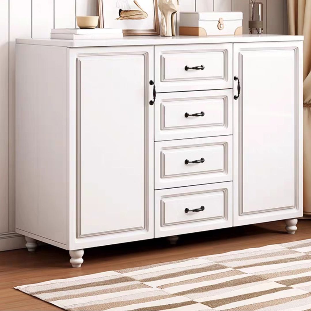 Mid-Century Modern Rectangle Accent Cabinet with Bun Feet and Drawers