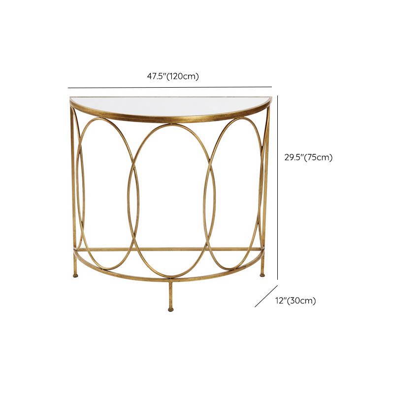 Modern Half Moon Console Table Stone Console Sofa Table in Gold and White Clearhalo 'Console Tables' 'console_tables' 'Entry & Mudroom Furniture' 'furn' 'furn_console_tables' 'Furniture' 1200x1200_99b061f6-f5ba-4cb7-85d9-3fcaf891150c
