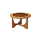 Table basse ou table d'appoint avec plateau en verre, pieds croisés noirs, table de cocktail