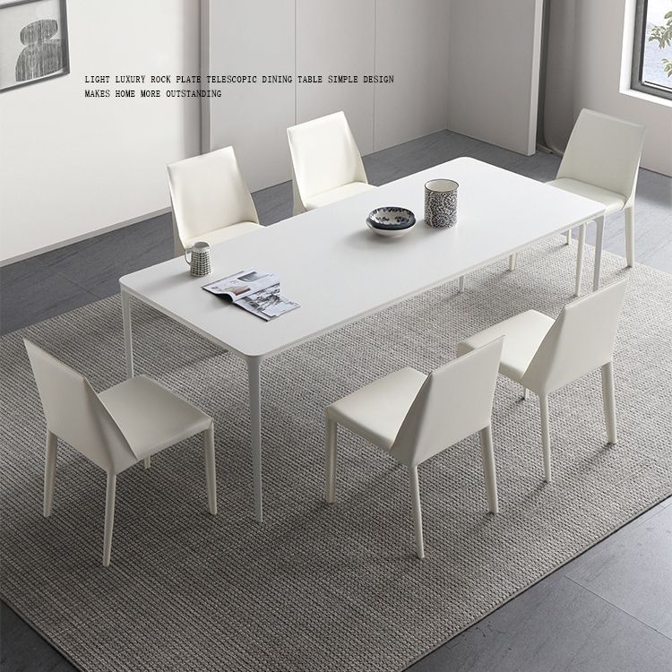 Modern White Sintered Stone Dining Set Standard Rectangle Dining Table Set with 4 Legs Base Clearhalo 'Dining Room Sets' 'Dining Tables & Seating' 'dining_room_set' 'Furniture' 'furniture_dining_room_set' 'Kitchen & Dining Furniture' 'kitchen&dining_furn' 'kitchen' 1200x1200_99b1e73f-e953-4a07-ba07-fc2e9e814427