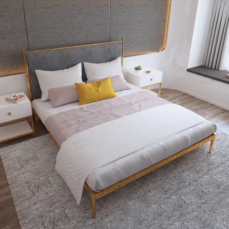 Lussuoso telaio del letto di ferro in ottone rivestito a pannello alto