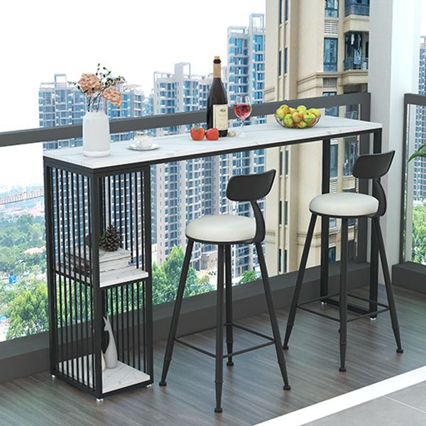 Glam Stone Bar Table Set 1/3 Pieces Rectangle Bar Table with Upholstered Stools Clearhalo 'Bar Furniture' 'furn' 'furn_home_bar_bar_sets' 'Furniture' 'Home Bars & Bar Sets' 'home_bar_bar_sets' 'Kitchen & Dining Furniture' 1200x1200_99b2ac0e-3068-4811-84e0-d0242bcaea05