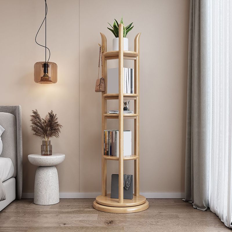 4 Shelves Etagere Bookcase Wooden Contemporary Open Back Bookshelf