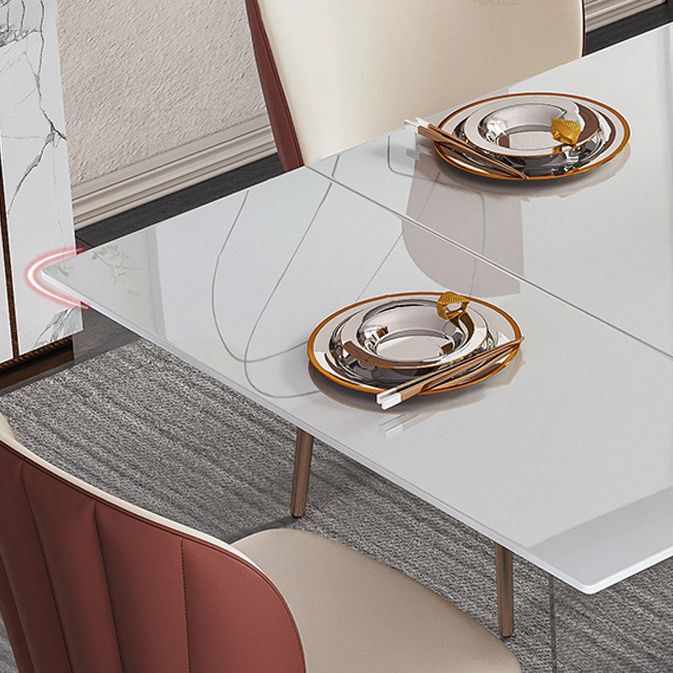 Industrial Sintered Stone Esstisch Rechtecktisch mit Acryl -Doppelpodest