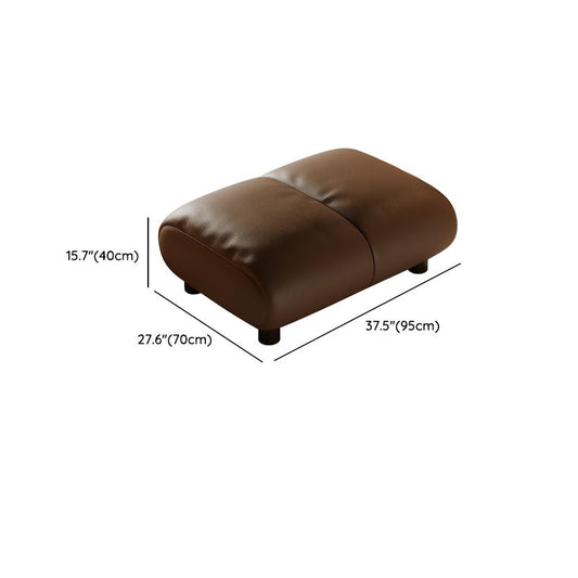 Genuine Leather Square Arm Sofa in Brown Simple Standard Sofa with Pillows