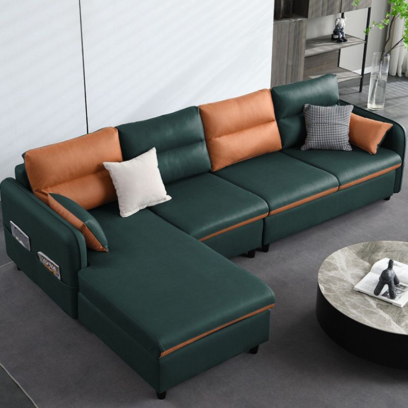 Faux leather Square Arm 102.36"D x 62.99"W x 29.53"H Sectionals with Storage Clearhalo 'furn' 'furn_sectionals' 'Furniture' 'furniture_sectionals' 'kitchen' 'kitchen_sectionals' 'Living Room Furniture' 'Sectionals' 1200x1200_99b65512-2a9c-4d18-a0eb-55a890df5612