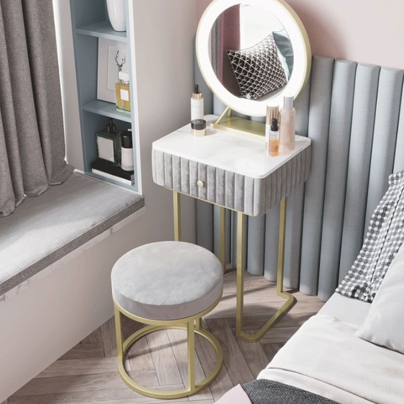 Luxury otomano terciopelo resistente a la lágrima Tapicido de color sólido redondo redondo con patas de metal