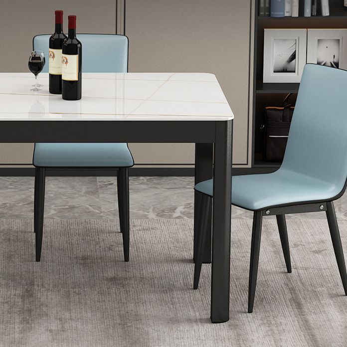 Modern Sintered Stone Dining Table Rectangular Table with Metallic Four-leg Clearhalo ' dining_table' 'Dining Tables & Seating' 'Dining Tables' 'Furniture' 'furniture_dining_table' 'Kitchen & Dining Furniture' 'kitchen&dining_furn' 'kitchen' 'kitchen_dining_table' 1200x1200_99b9c5be-dfc2-4ca6-a487-85ff4ae8fe72