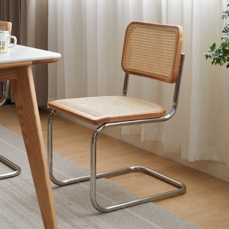 Moderne Matte Finish Eichenholz Essstuhl mit Metallrahmen für Wohnzimmer