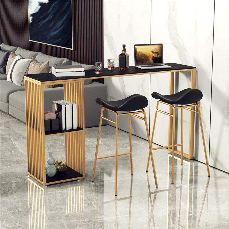 Faux Leather Bar Stools Glam Iron Backless Bar Stool with Footrest Clearhalo 'Bar Furniture' 'Bar Stools' 'bar_stools' 'furn' 'furn_bar_stools' 'Furniture' 'Kitchen & Dining Furniture' 1200x1200_99bb7a19-fb96-489b-9cfc-26c25c1bf842