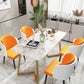 Modern Rectangle Dining Site Table Steel Double Pedestal Table with Stone Top Clearhalo 'Dining Tables & Seating' 'Dining Tables' 'dining_table' 'furn' 'furn_dining_table' 'Furniture' 'furniture_dining_table' 'Kitchen & Dining Furniture' 1200x1200_99bc0251-01d1-49fd-ab03-60d588c110c9