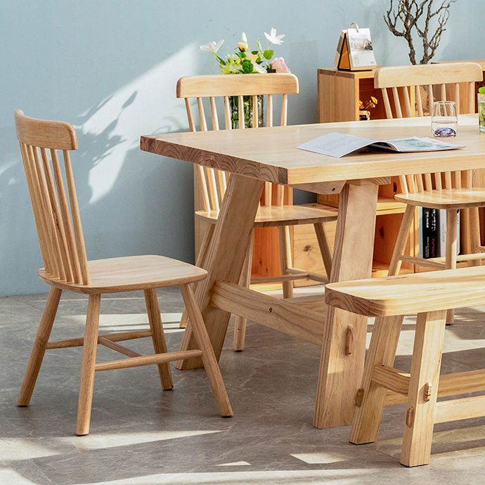 Rectangle Trestle Base Dining Table Modern Pine Wood Table for Kitchen Clearhalo 'Dining Tables & Seating' 'Dining Tables' 'dining_table' 'furn' 'furn_dining_table' 'Furniture' 'Kitchen & Dining Furniture' 1200x1200_99bdb3c8-5e98-4566-8f61-ba35e15b1637