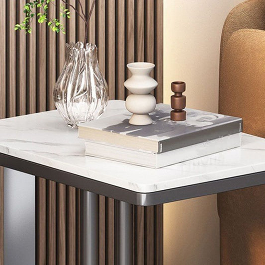 Contemporary Black Slate Top End Table 21.65" Tall C-shape Side Table Clearhalo 'Coffee & Accent Tables' 'End & Side Tables' 'end_side_tables' 'furn' 'furn_end_side_tables' 'Furniture' 'Living Room Furniture' 1200x1200_99be2439-0af5-4c6c-98e3-80eb5e1f6478