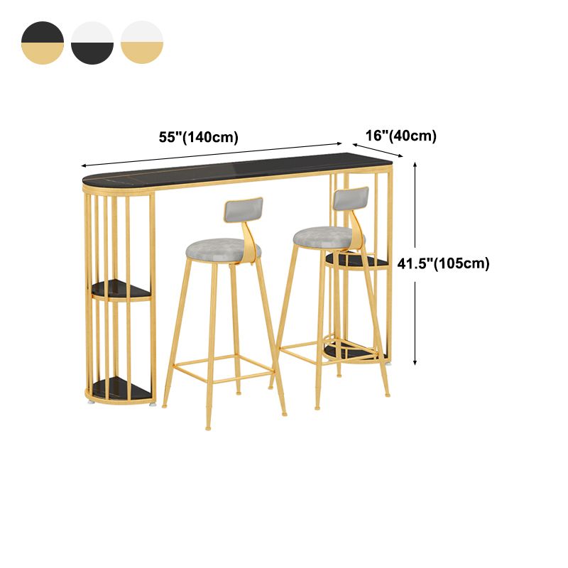 Modern Stone Storage Pub Height Dining Table Double Pedestal Indoor Bar Table, Only Table Clearhalo 'Bar Furniture' 'Bar Tables' 'bar_tables' 'furn' 'furn_bar_tables' 'Furniture' 'furniture_bar_tables' 'Kitchen & Dining Furniture' 'kitchen&dining_furn' 'kitchen' 1200x1200_99c02464-b206-427b-b8d1-eed4b2a93fc3