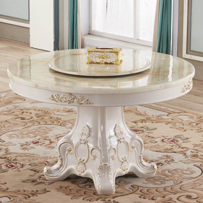 Solid Wood Victorian Round Table White Marble Top Table with Pedestal Clearhalo ' dining_table' 'Dining Tables & Seating' 'Dining Tables' 'furn' 'furn_dining_table' 'Furniture' 'furniture_dining_table' 'Kitchen & Dining Furniture' 'kitchen&dining_furn' 'kitchen' 'kitchen_dining_table' 1200x1200_99c1c31a-0a83-4c5d-9a0a-76c945718145