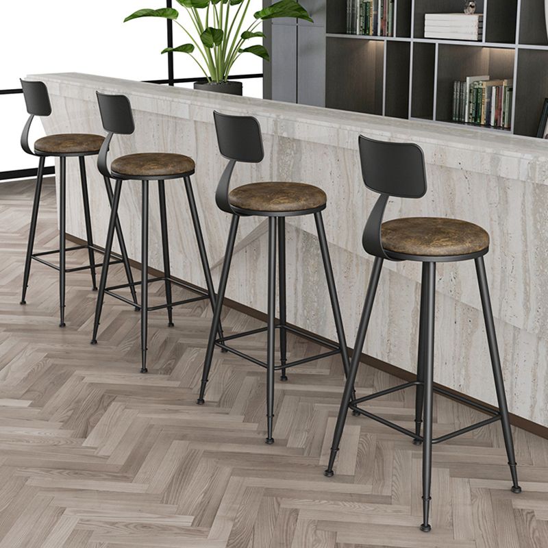 Industrial Armless Backrest Counter Stool Iron Dining Room Bar Stool with Pedal Clearhalo 'Bar Furniture' 'Bar Stools' 'bar_stools' 'furn' 'furn_bar_stools' 'Furniture' 'Kitchen & Dining Furniture' 1200x1200_99c213b6-ba55-44ce-a97c-1f6e1271d60e