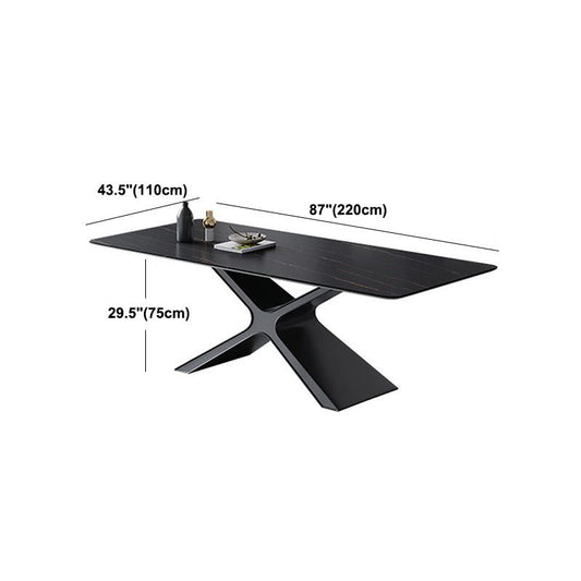 Stone Top Table Traditional Luxury Rectangle Dining Table with Pedestal Base Clearhalo 'Dining Tables & Seating' 'Dining Tables' 'dining_table' 'furn' 'furn_dining_table' 'Furniture' 'Kitchen & Dining Furniture' 1200x1200_99c3503a-c865-4b54-a5e7-26bafdf28a97