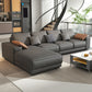 Contemporary Stain-Resistant Faux Leather L-Shape Square Arm Sofa
