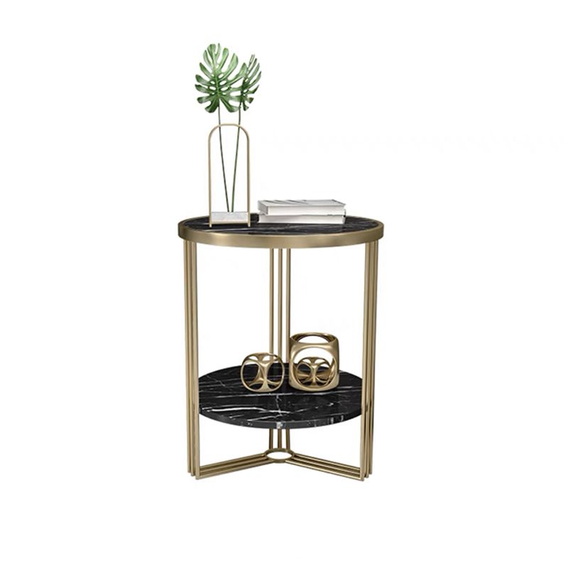 Tavolo da tavolo trasversale base in metallo oro marmo/tavolo tondo superiore in ardesia