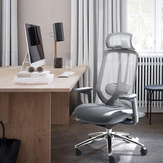 Mesh Swivel Ergonomic Chair Fixed Arms Adjustable Seat Height Office Chair Clearhalo 'furn' 'furn_office_chair' 'Furniture' 'Office Chairs' 'Office Furniture' 'office_chair' 1200x1200_99c5c1be-cca1-425c-8618-f1d5af6d48b7