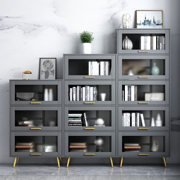 Modern Barrister Shelf Bookcase Gray Engineered Wood Bookshelf