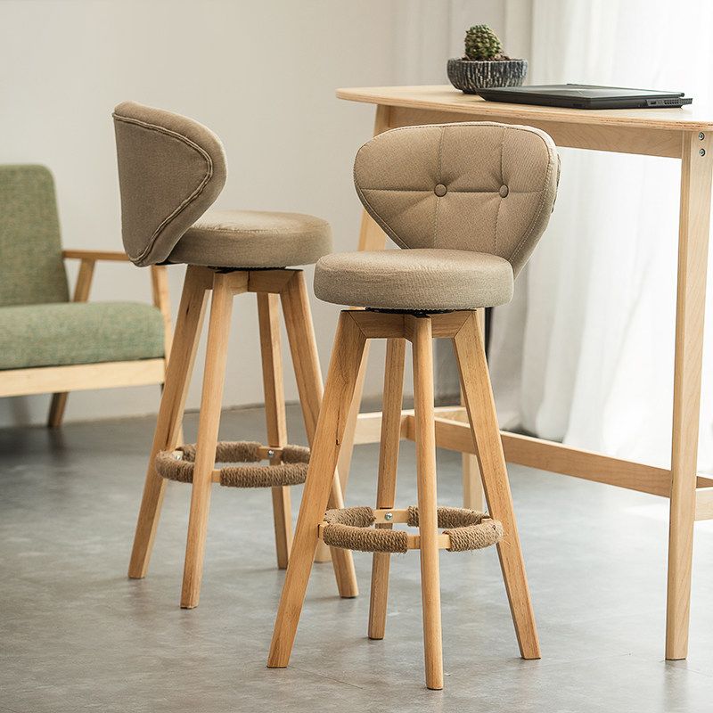 Scandinavia Style Bar-stool Wooden Legs Round Seat for Restaurant Bar Clearhalo 'Bar Furniture' 'Bar Stools' 'bar_stools' 'furn' 'furn_bar_stools' 'furniture_bar_stools' 'Kitchen & Dining Furniture' 'kitchen&dining_furn' 'kitchen' 'kitchen_furn' Furniture' 1200x1200_99c7718b-57ca-468e-9908-f1cc19653432